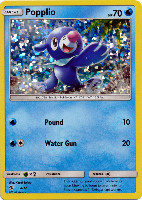 Popplio 4/12 Confetti Holo Promo - 2017 McDonalds Collection